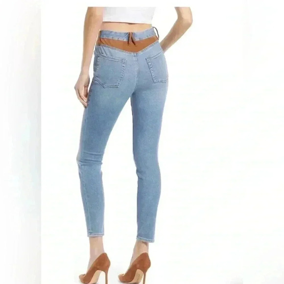 NWT GOOD AMERICAN - Good Legs Suede Mixing Skinny Jeans - Picture 7 of 7